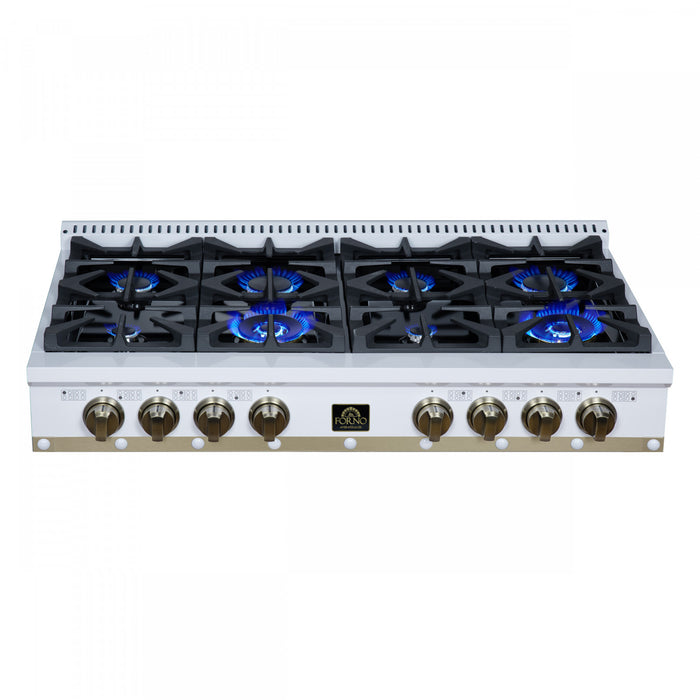 Table de cuisson au gaz Ambassador 48 po, blanche, 8 bruleurs – FCTGS5799-48CPWHT