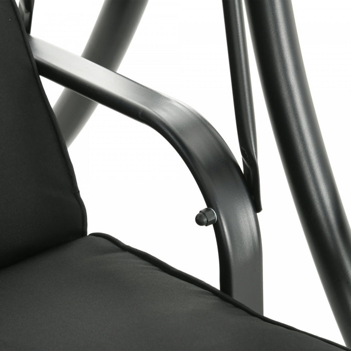 Outsunny Banc Balancoire 3 Places Avec Auvent Reglable, Tables Basses