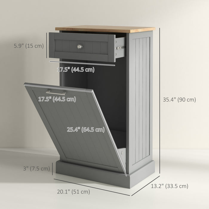 HOMCOM Armoire de poubelle inclinable de cuisine, armoire de recyclage