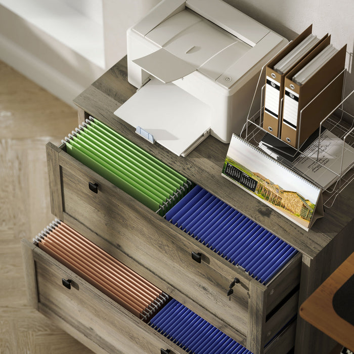 HOMCOM Classeur a 2 tiroirs avec serrure et barre de suspension reglable