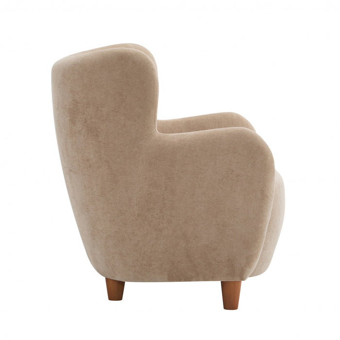 Sophia Fauteuil confortable rembourre avec dossier a oreilles, camel clair