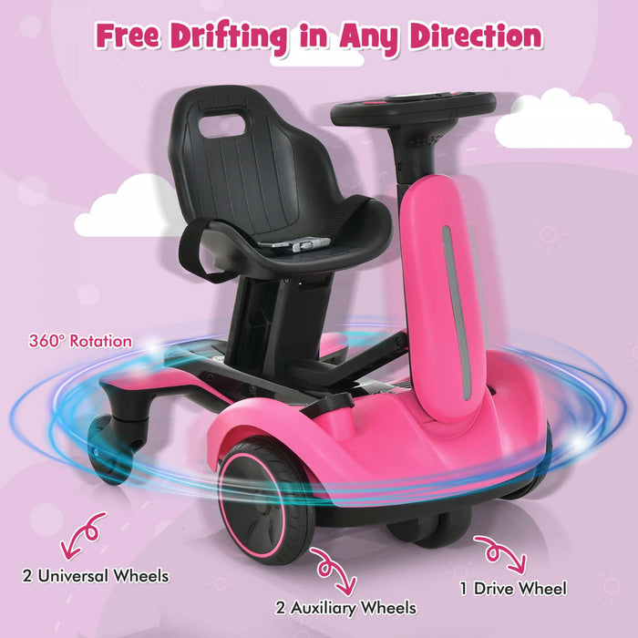 Costway 6v Kids Ride On Drift Car Electric Drifting Go Kart Pour Enfants Avec 360° Spin Rose
