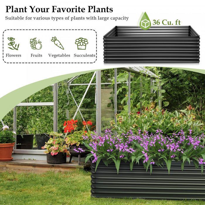 Costway 1 Pc Galvanise Souleve Lit De Jardin Exterieur Planter Boite Bois De Chauffage Porte-journaux