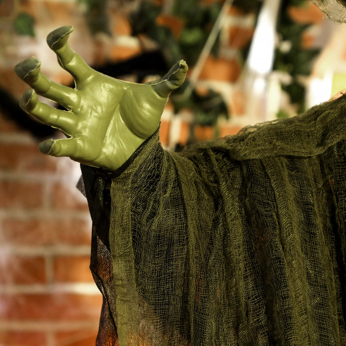 Outsunny Decoration D'halloween Animee, Sorciere Animatronique, Vert
