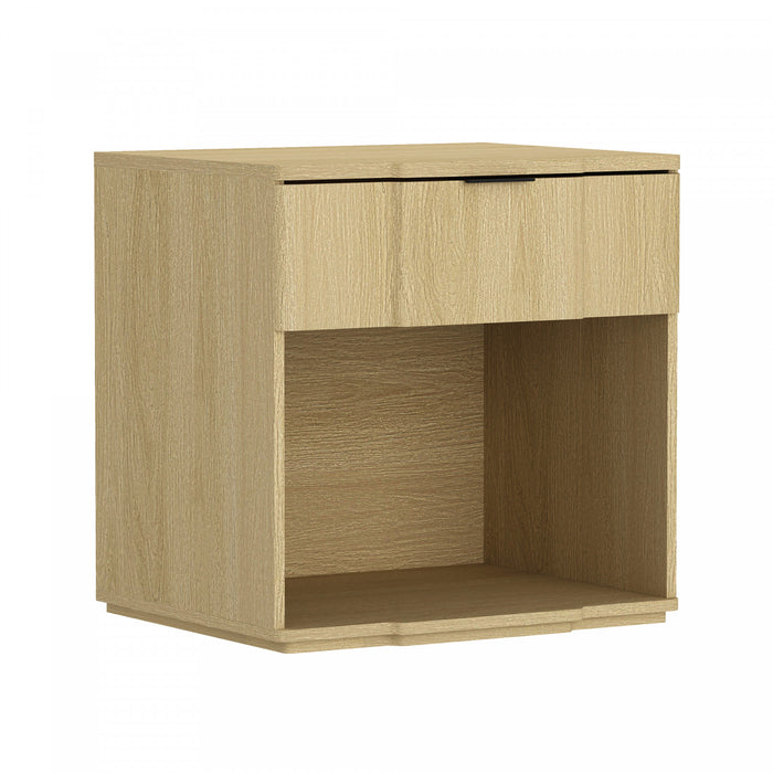 Table de nuit Clive style milieu du siecle 56 cm en chene naturel (1 tiroir)