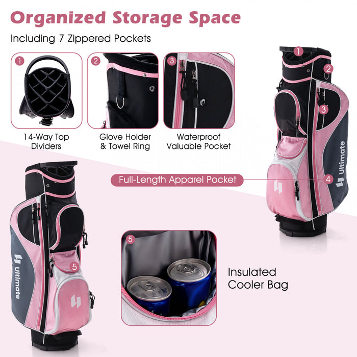 Ultimate Femmes Complete Golf Club Set Golf Club Package Set Avec Capuchon De Pluie, Main Droite Rose