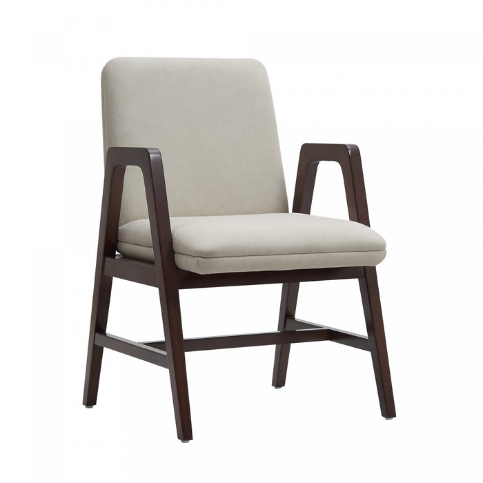 Fauteuil moderne en bois et velours Stella, coloris champagne