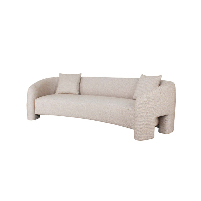 Canape deux places moderne glamour Sylvia 264 cm en tweed coloris Poussiere d’or