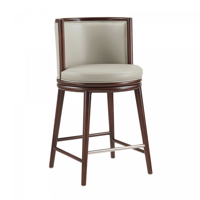 Tabouret de comptoir moderne en bois avec revetement en tissu pierre Evalyn