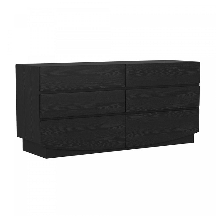 Commode contemporaine Ardea 72\" en noir (6 tiroirs)
