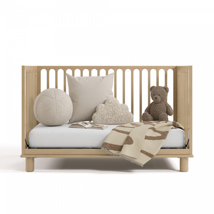Storkcraft Sicily Lit de bebe convertible 3-en-1 de luxe avec barriere de securite pour tout-petit incluse - Bois clair