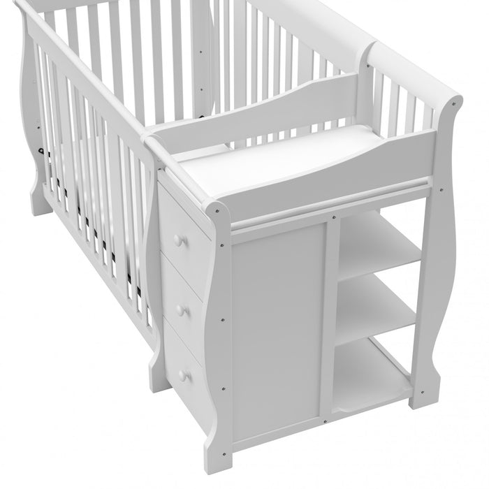 Storkcraft Portofino Lit de bebe convertible 4-en-1 avec table a langer - Blanc