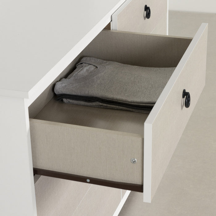 Commode Plenny à 6 tiroirs - blanche et beige