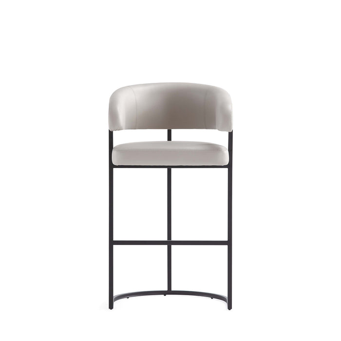 Tabouret de bar moderne Augusta en metal et tissu gris clair - Lot de 3