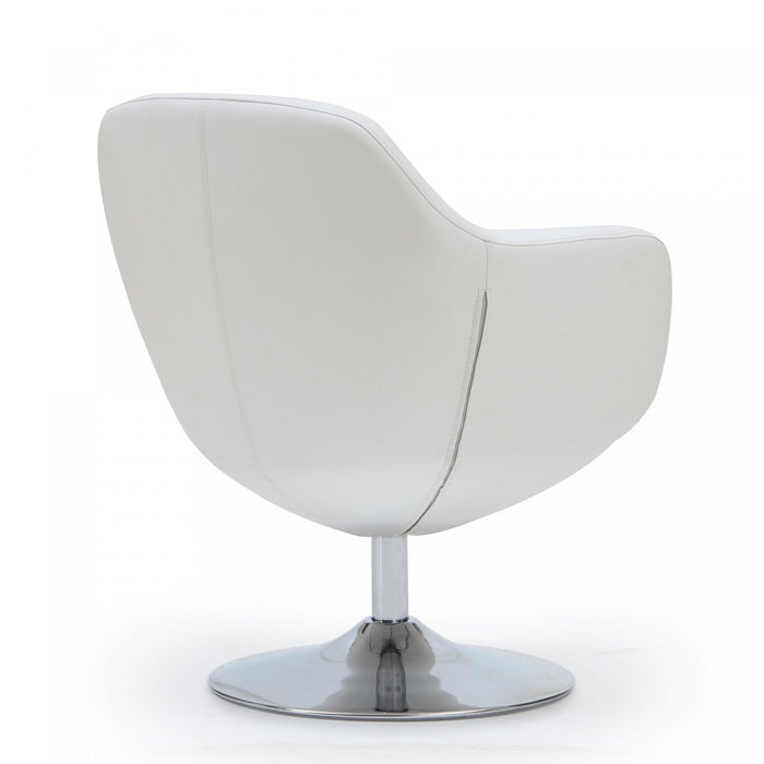 Fauteuil lounge pivotant moderne Caisson en tissu blanc - Lot de 2