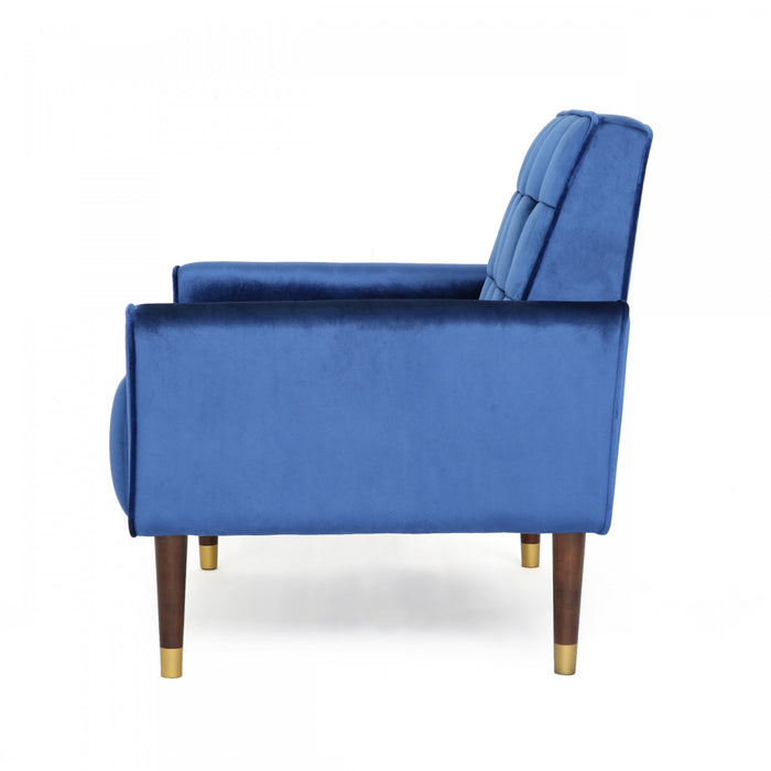 Henley Fauteuil D’appoint Moderne Avec Dossier Capitonne, Revetement En Polyester, Bleu