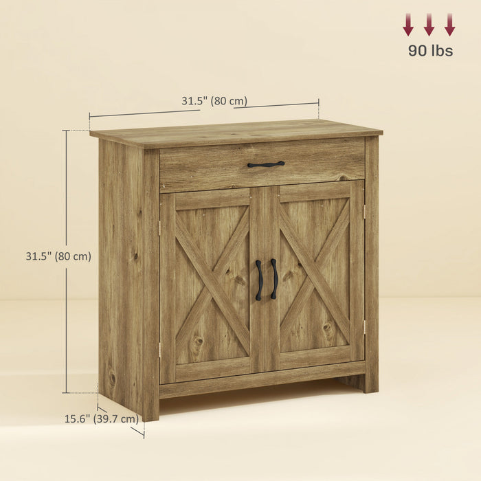 HOMCOM Buffet armoire buffet avec porte de grange,bois naturel