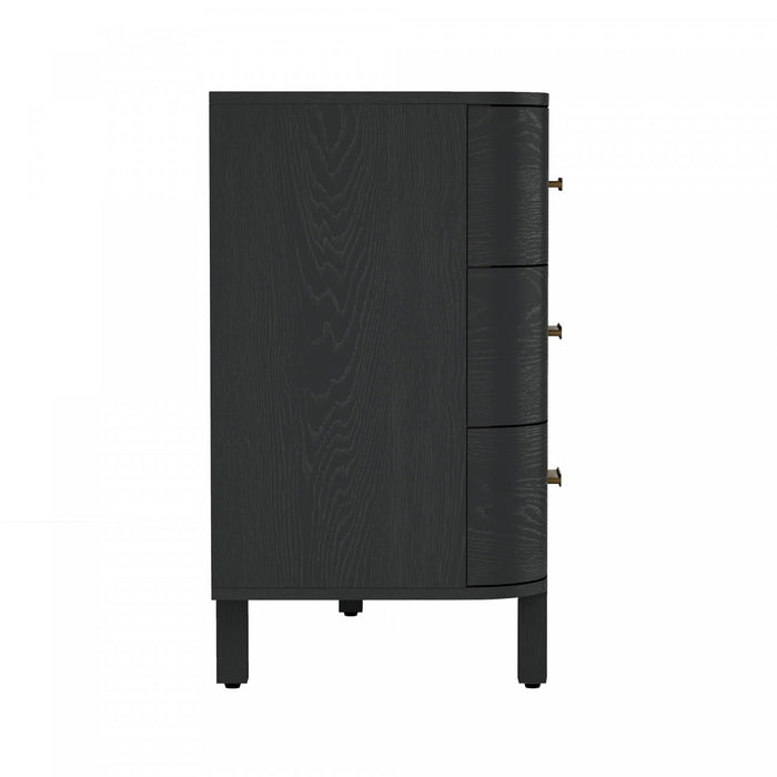 Commode contemporaine Solara 68\" en bois massif noir (6 tiroirs)