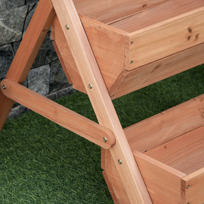 Outsunny Jardiniere Surelevee A 3 Niveaux, Jardiniere Surelevee En Bois, 26\" X 30\" X 30\", Marron