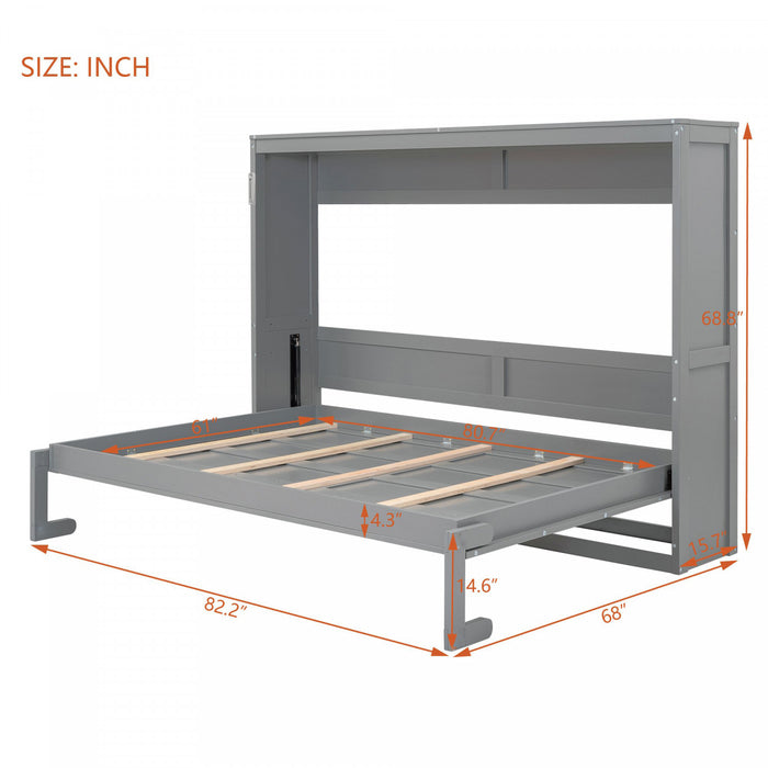 Evelyn Lit mural escamotable gain de place Murphy avec design d’armoire pliable, taille Queen, gris