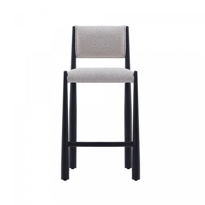 Tabouret de comptoir en metal et boucle Lennor style milieu du siecle, coloris champagne