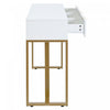 Horizon Modern Console Table with Geometric Drawers and Gold Frame, White/Gold | Horizon Table Console Moderne avec Tiroirs Geometriques et Cadre Dore, Blanc/Or