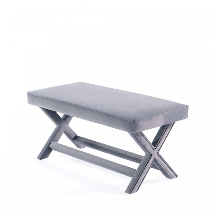 Banc d’appoint Abigail style milieu du siecle moderne en velours gris