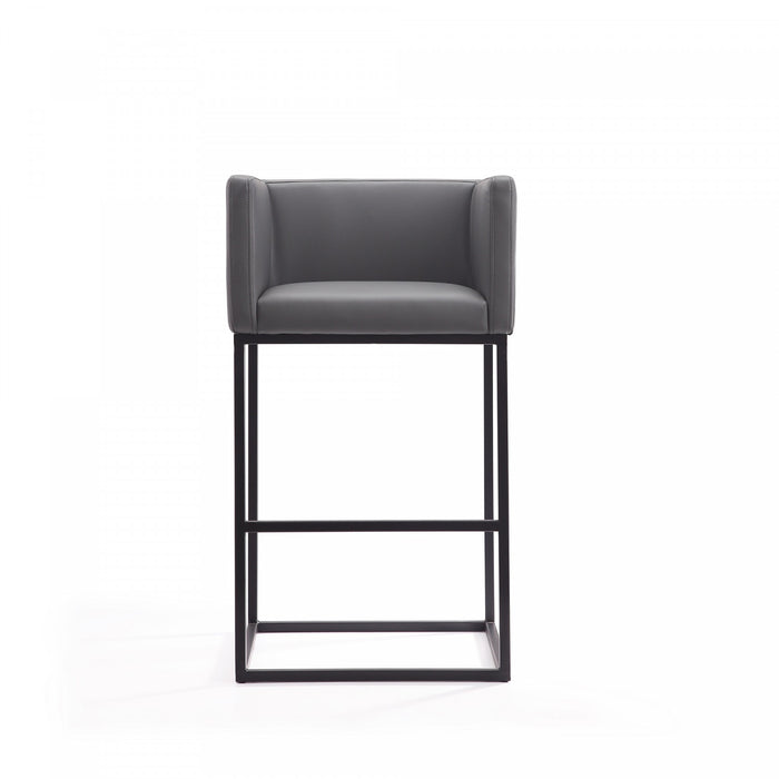 Tabouret de bar Embassy style milieu du siecle en metal et tissu gris - Lot de 3