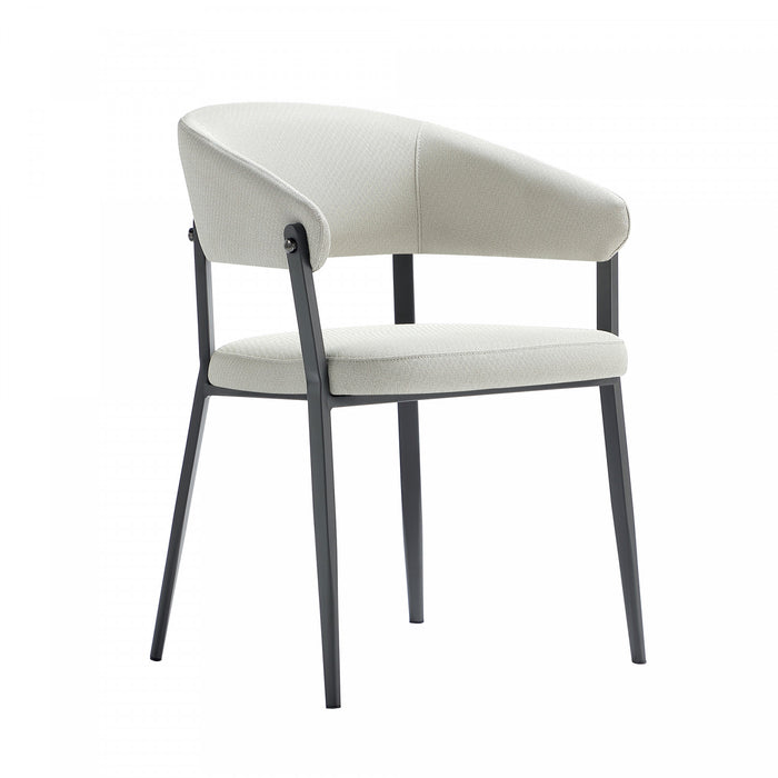 Chaise de salle a manger moderne en metal et tissu Belle, couleur flocon d’avoine - Lot de 4