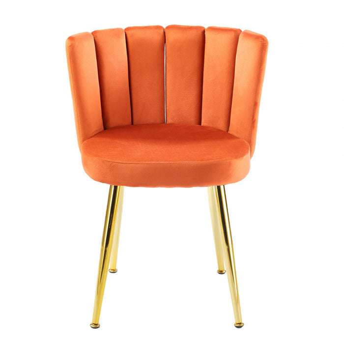 Ensemble de salle a manger Aiden 5 pieces avec table en verre et chaises en velours, couleur orange