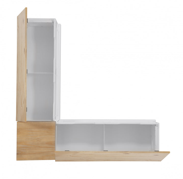 Banc de salle à manger en coin Tobin sans dossier - naturel et blanc