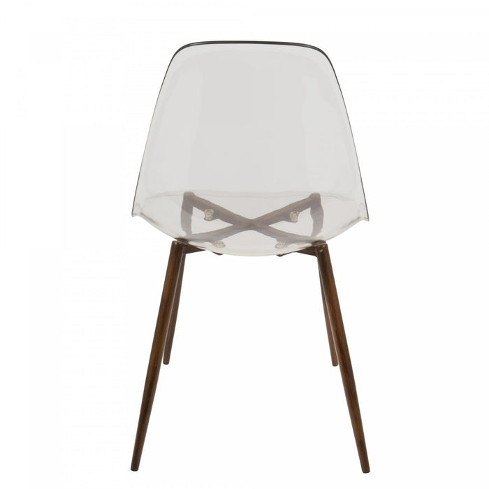 Chaise d’appoint de salle à manger moderne du milieu du 20e siècle Clara transparente et noyer - ensemble de 2