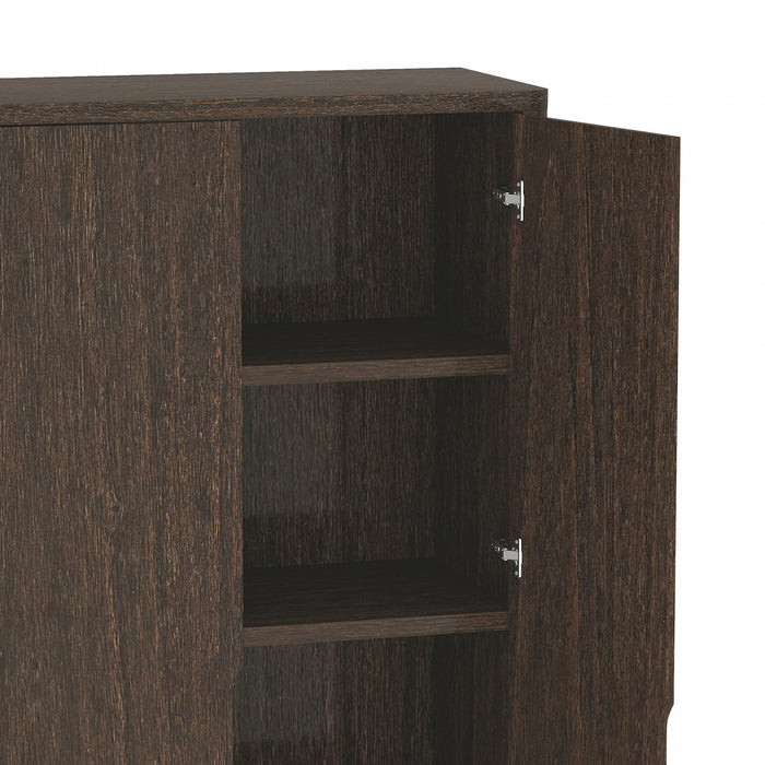 Armoire bibliotheque moderne Rivington 38\" en noyer - Lot de 2