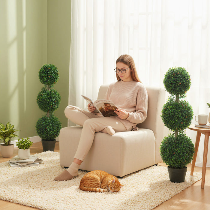 HOMCOM Ensemble de 2 Arbres Topiaires de Buis Artificiels, 3.3pi, Vert