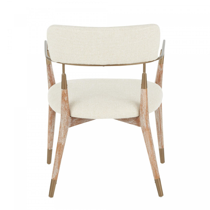 Chaise de salle à manger contemporaine Savannah en tissu crème - ensemble de 2