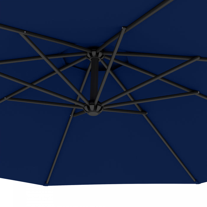 Outsunny Parasol De Patio De Luxe De 10 Pi, Parasol De Marche, Bleu Marine