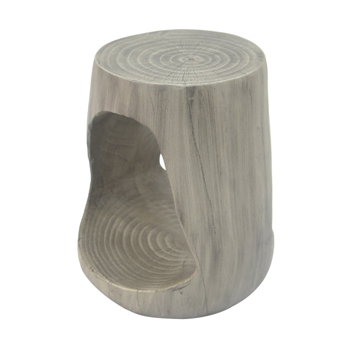 Table d'appoint rustique Elio 16,75 pouces en MGO creuse, style souche et design animalier interieur, gris