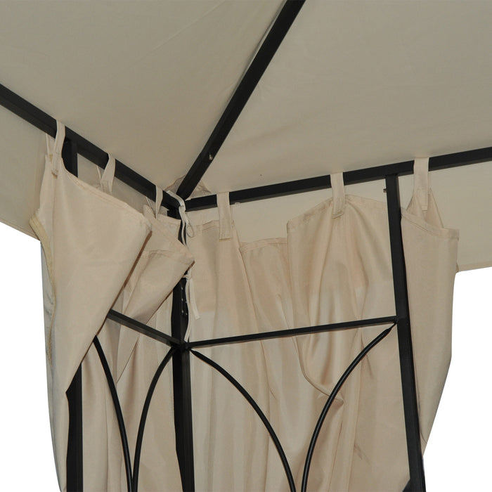 Outsunny 10' X 10' Pavillon De Jardin Tonnelle Barnum Gazebo Avec Parois Laterales Beige