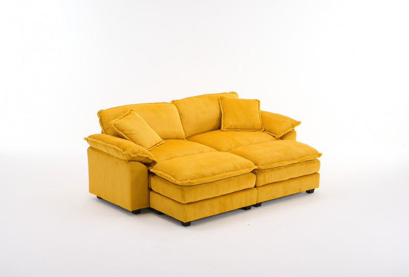 Liam Canape modulaire confortable Cloud 84,6\" avec revetement en velours cotele, Jaune
