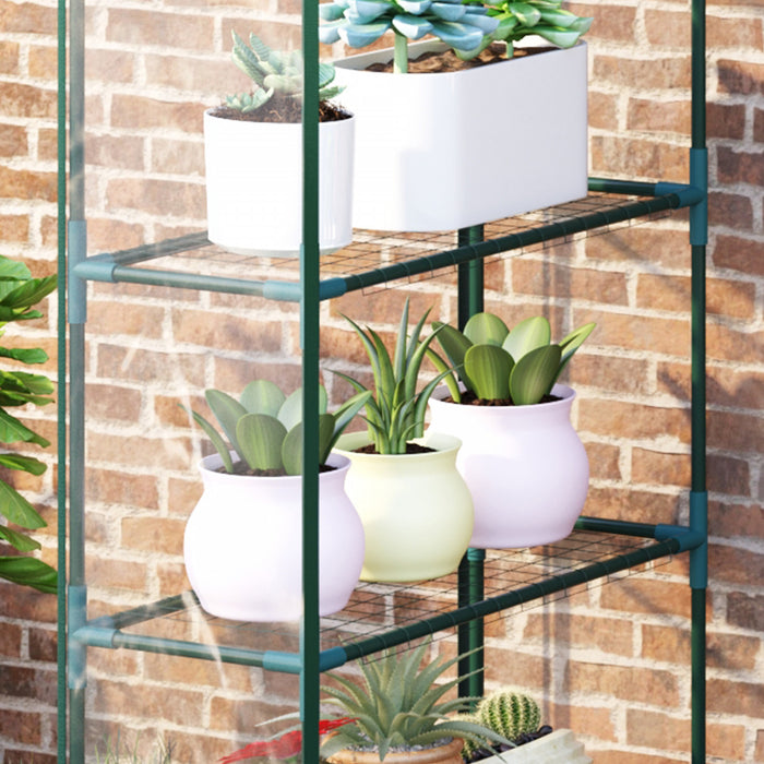 Outsunny 56\" X 29\" X 77\" Serre Portable Plante De Jardin , Maison Chaude Avec Etageres A 4 Niveaux Et Porte A Glissiere Enroulable, Transparent