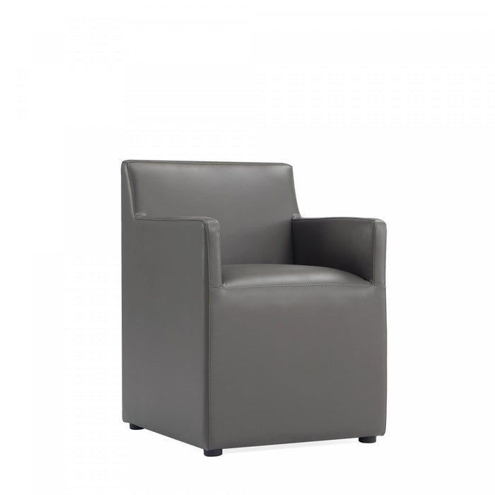 Fauteuil moderne en cuir vegetalien Anna Square en graphite - Lot de 2