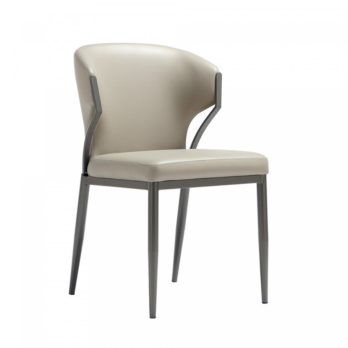 Chaise de salle a manger moderne en cuir vegetalien et metal Kirsten, gris clair - Lot de 4