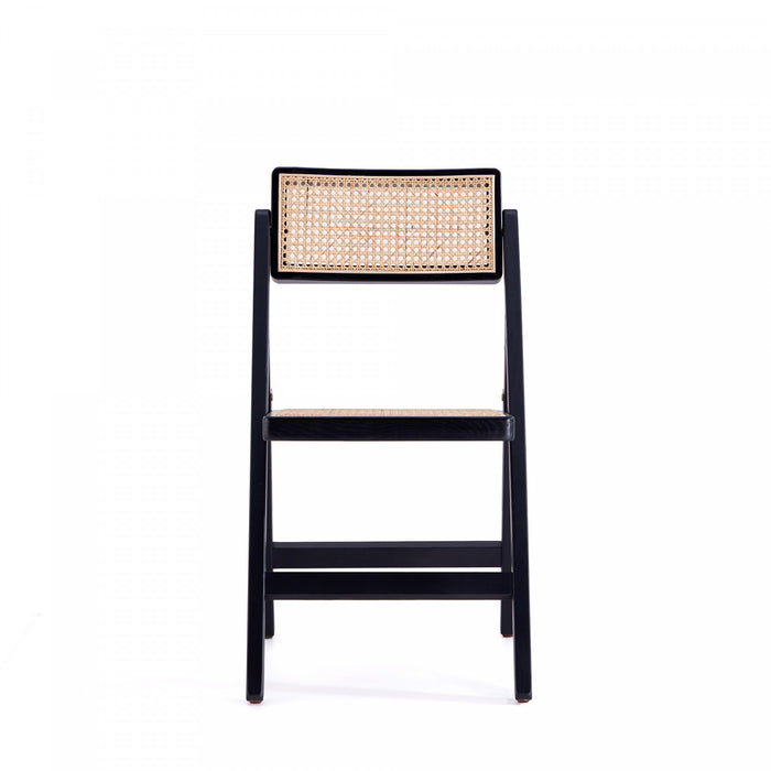 Chaise pliante en bois style industriel Pullman, noir et naturel - Lot de 4