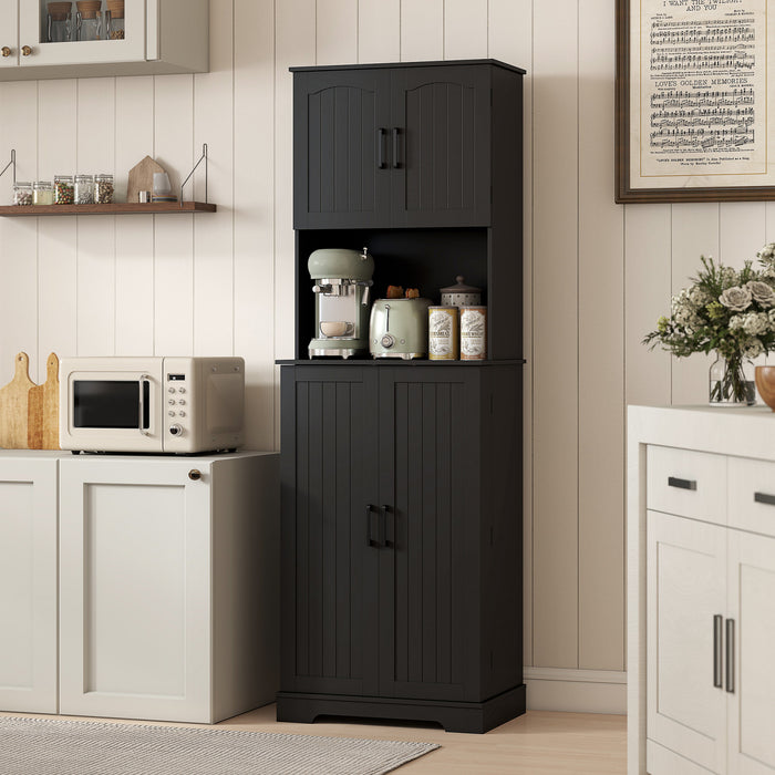 HOMCOM Armoire de garde-manger, placard de cuisine, etageres a epices, Noir