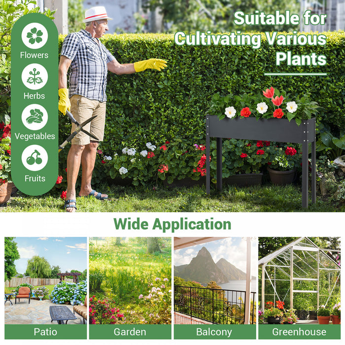 Costway 40\" Lit De Jardin Eleve Avec Les Jambes Metallique Eleve Planter Boite De Drainage Trou Arriere Cour
