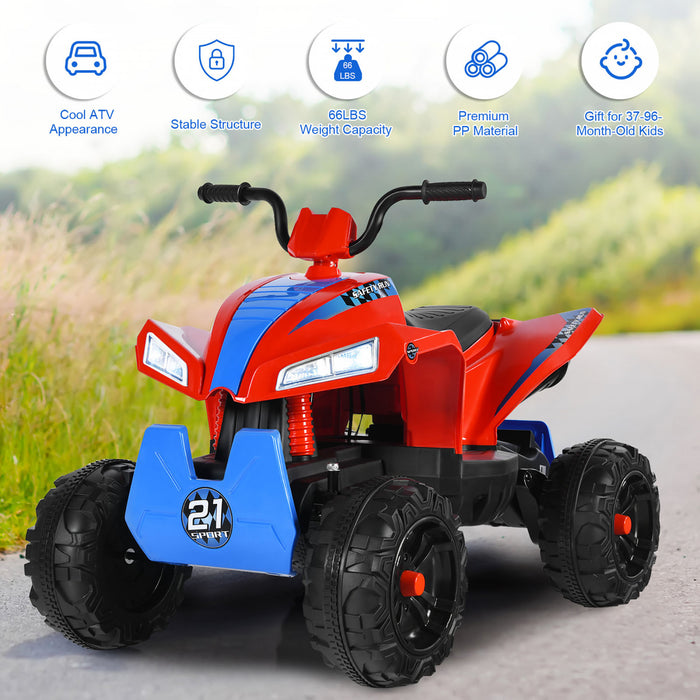 Costway Kids Ride On Atv 4 Wheeler Quad Spring Suspension W / Lights&music Rouge