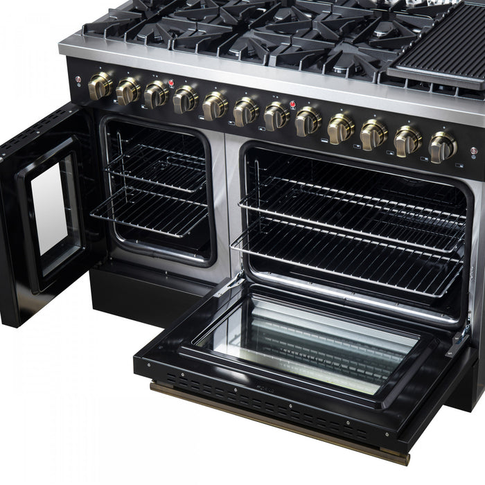 Cuisniniere a combustible Galiano de 48 po, noire, doubles fours de 6,58 pi³ – FFSGS6356-48BLK