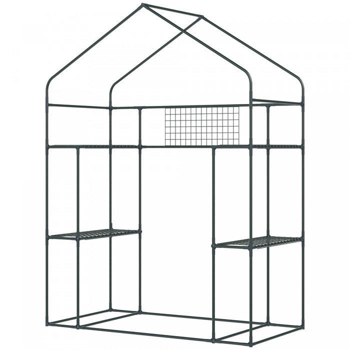 Outsunny Mini Serre, Serre De Plain-pied Avec 4 Etageres, Porte Enroulable