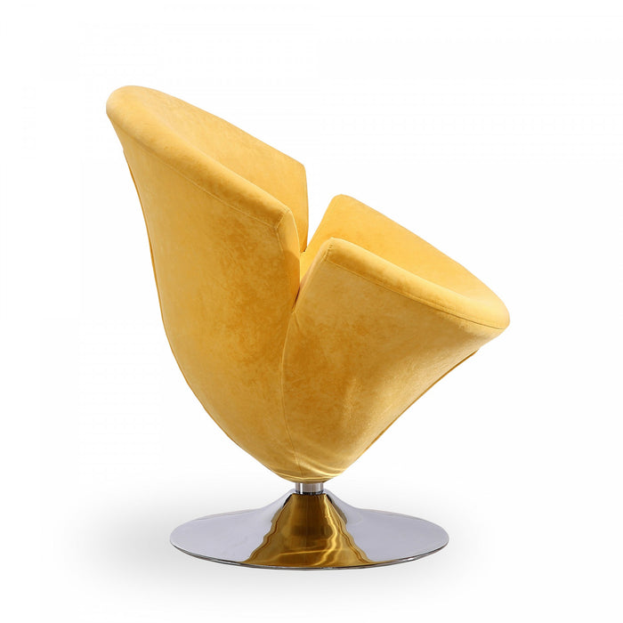 Fauteuil lounge pivotant moderne en velours Tulip jaune - Lot de 2