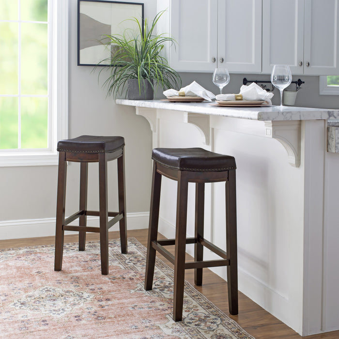 Tabouret bar Claridge en similicuir et sans dossier - brun